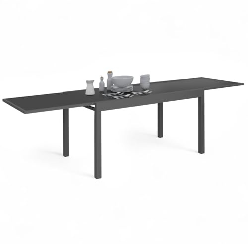 IDMarket - Mesa de jardín rectangular extensible Madrid 135-270 cm 8-12 personas gris antracita