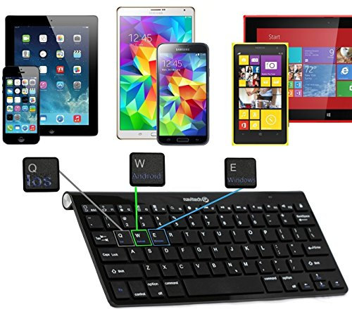 Navitech Black Wireless Bluetooth Multi OS Keyboard Compatible With All Android/Windows & IOS Tablets Including The Npole Tablet 8 inch Android 5.1 Cell phone Tablet