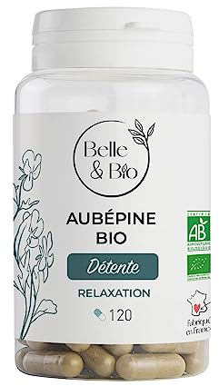 DÉTENTE & BONNE HUMEUR - Aubépine Bio certifiée Ecocert riche en flavonoïdes - Pilulier de 120 gélules Cure 1 mois - Fabriqué en France