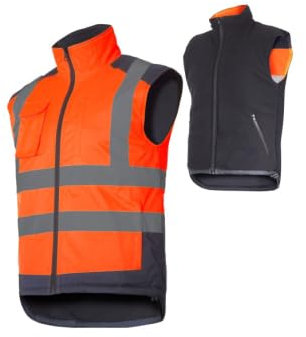 K&G Profi Arbeitsweste Lahti PRO L41314 ORANGE Herren Warm Weste Doppelseitige Warnweste Winterweste Herrenweste Bodywarmer Warmweste (3XL)