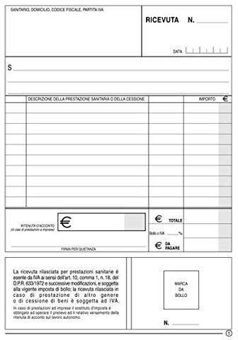 5 Blocchi Ricevute Sanitarie 50 Moduli A 2 Copie Non Numerate