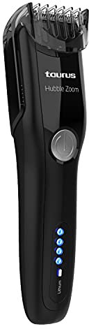 Taurus Hubble Zoom - Barbero eléctrico con o sin cable, afeitadora, uso en seco y húmedo, autonomía 90 min, carga rápida, peine de 12 niveles de corte, varios accesorios, ergonómico, negro