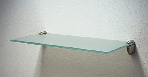 Dekoleidenschaft Wandregal aus 6mm Glas, satiniert, Verschiedene Formen und Größen, Glasregal, Glasboden, Glasablage, Badregal, Eckregal Bad Ablage Regal (Wandclips Midas Silber, 90x20 cm)