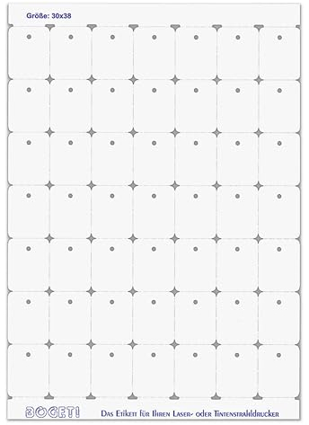 POKORNYS - 4.900 Bogeti Blattlaser Kartonetiketten (30 x 38 mm) auf DIN-A4 Bogen I Etiketten für Laserdrucker, Tintenstahldrucker uvm. I Preisschilder mit 3 mm Lochung für Sicherheitsfäden & Heftfäden