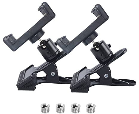 Pinza Universal para Cámara con 2 Piezas Clip de Montaje de Trípode, Soporte Reflector con Cabeza Esférica de Tornillo de 1/4, Flash Reflector