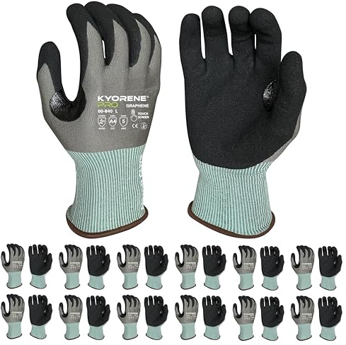 Armor Guys Kyorene Pro 00-840 Protective Work Gloves – A4 Cut Resistant Graphene Nitrile Palm Gloves – For Construction and Sheet Metal Handling, Size M, 12/PK