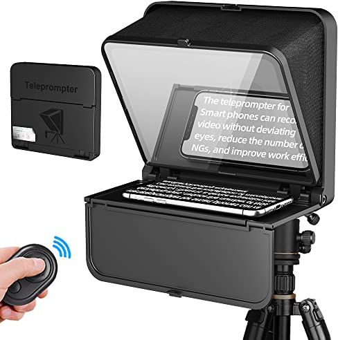 Mini Teleprompter portátil para Smartphone, LENSGO TC7S Teleprompter teléfono móvil Compatible con iOS y Android para la enseñanza en línea Vlog Live Streaming Entrevista, Plegable en un Segundo.