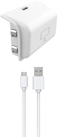 QWARE Akku für Xbox Series X|S - Kapazität 1200mAh - für Wireless Controller - 1 Port - USB auf USB-C Kabel - Schnellladung - Farbe Weiß