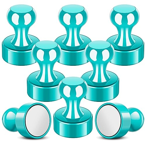 FINDMAG 8 Pack Strong Fridge Magnets, Magnetic Push Pins, 12×16mm(Blue)
