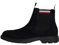 Tommy Hilfiger Uomo Stivaletti Chelsea in Pelle Scamosciata, Blu (Desert Sky), 40