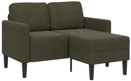 vidaXL Armeegrün L-förmiges 2-Sitzer-Sofa mit Chaiselongue 125 cm Kunstleder, 2-Sitzer-Couch, L-Form