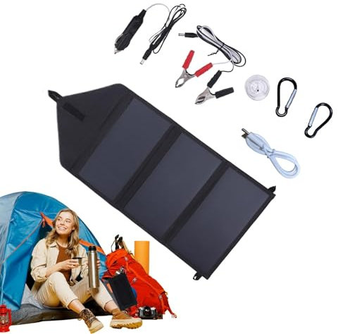 Solar Charger, Tri Fold Solar Power Panel, 100W USB Ports, High Efficiency Generator For Laptops, Smartphones, Tablets, Great For Camping, Hiking, Road Trips