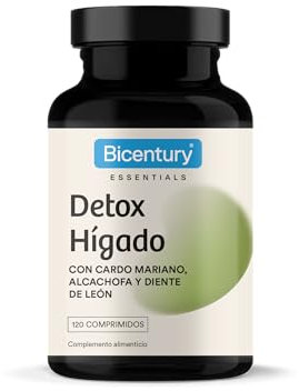 Bicentury Detox Hígado – Con Cardo Mariano, Alcachofa, Diente de León y Desmodium – Apoya la Función Hepática, Digestiva y Detox – 120 Cápsulas – Sin Gluten ni Lactosa