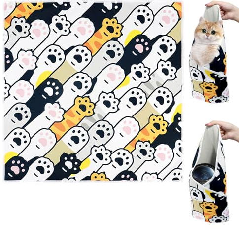 50 x 50 cm Cat Grooming Wrap, kattfilt, bärbar kattlinda, kattfilt för klippning naglar kattvårdduk, självhäftande filt för att linda in katten, anti-bett, kliande, flykt