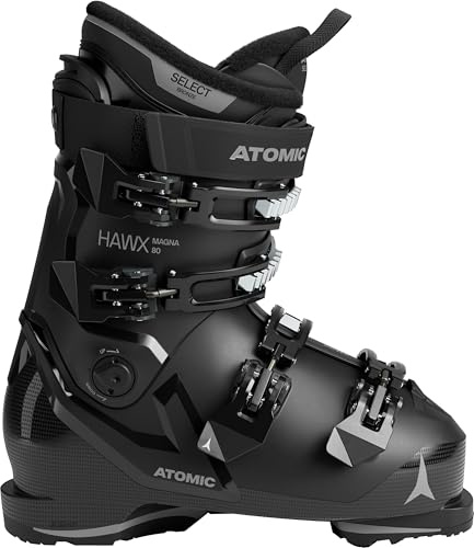 ATOMIC HAWX Magna 80 Skischuhe in Schwarz/Anthrazit - Größe 42/43 - Breite Ski-Boots mit 102 mm Passform & 80er-Flex - Hochwertige Ski-Schuhe mit Prolite-Konstruktion