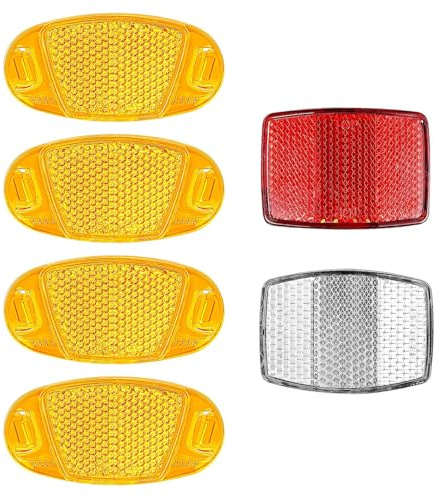 Kmuqshy 6 Piezas Reflector para Bicicleta, Kit Reflectores MTB para Ruedas y Radios, Reflectores Delanteros y Traseros, Alta Visibilidad, Impermeables, para Bicicletas de Carretera, MTB, y Bicicross