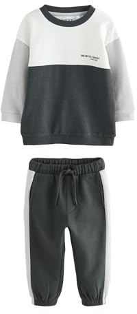 NEXT Yngre pojkar Set med långärmad, mjuk t-shirt och joggingbyxor Svart/Vit 110-116