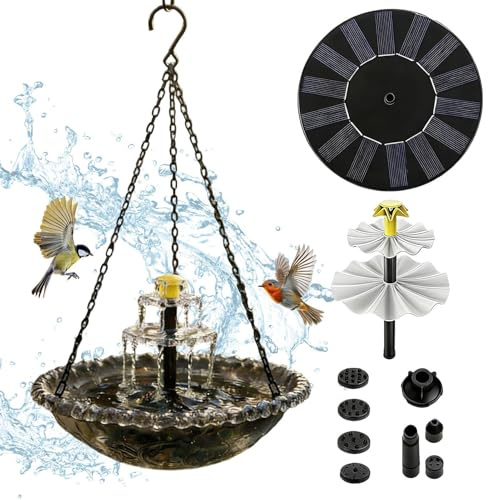 Generisch Bebedero solar para pájaros con decoración de jardín, bebedero para pájaros con energía solar, para atraer y alimentar animales salvajes domésticos, para jardín, estanque, terraza y