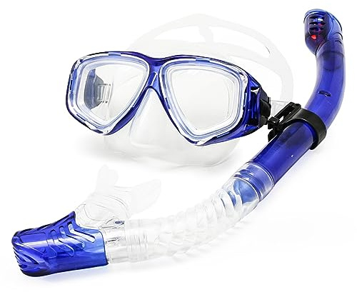 EnzoDate Optical Diving Gear Kit Myopia Snorkel Set, Different Strength for Each Eye, Nearsighted Dry Top Scuba Mask