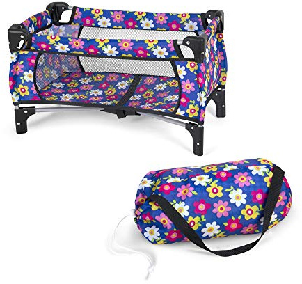Baby Doll Crib Set, Toy Pack n Play Bassinet Blanket & Carry Bag for Baby Doll Playpen Fits up to 20 Doll | Allows for Easy Compact Folding for Storage Toy,
