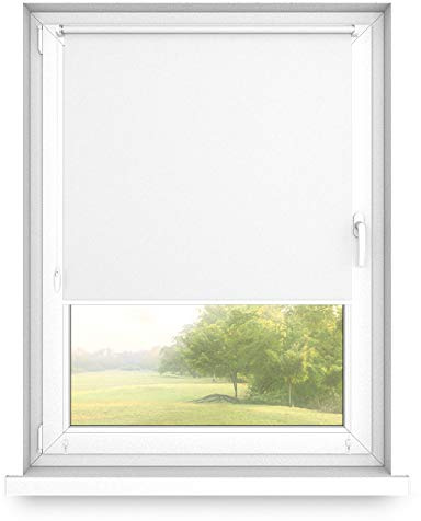 Tenda senza scatola, montaggio non invasivo, sospesa liberamente, oscurante 50%, 12 colori, 24 misure, 30 x 180 cm, bianco neve, finitura bianca, comando a sinistra