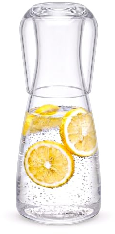 Amazing Abby - Aurora - Acrylic Bedside Carafe Set, Plastic Water Carafe with Dual-Use Tumbler/Lid, Easy-Access for the Night, Shatter-Proof, BPA-Free, Great for Bedroom, Bathroom, Kitchen, and More