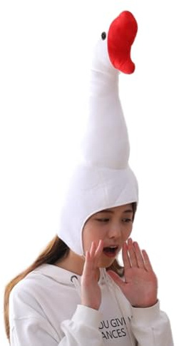 haozaikeji Plush Goose Hat with Long Neck Novelty Party Hat Adult Creative Animal Fancy Dress Hats for Cosplay Photoshoot Stage Performance Christmas Halloween Party