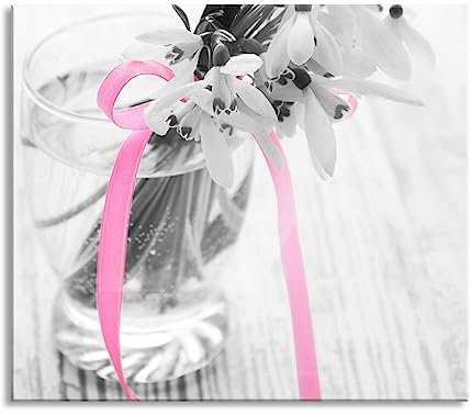 Schneeglöckchen in einem Glas Herdabdeckplatte & Spritzschutz aus Echtglas | Für Herd-Kochfelder | 60x52 cm