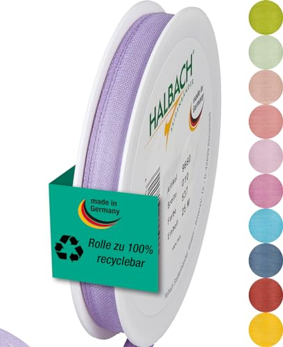Halbach Seidenbänder Geschenkband | Breite 10mm Länge 25m | Schleifenband made in Germany | Geschenkbänder in Vielzahl von Farben und Breiten, perfekt zum Verpacken und Dekorieren, Farbe: lavendel