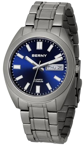 BERNY Titanuhr für Männer Japanisches Quarzwerk Titan Analog Quarzuhren 10ATM Wasserdicht Super Leuchtend