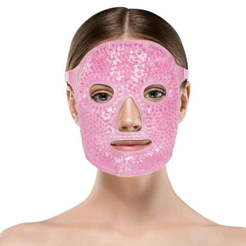 ACWOO Cooling Face Mask, Gel Beads Face & Eye Mask För Svullna Ansikte Och Ögon, Återanvändbar Hot Cold Therapy Gel Ansiktsmask För Migränlindring, Huvudvärk, Mörka Ringar, Torra Ögon, Svullna Ögon