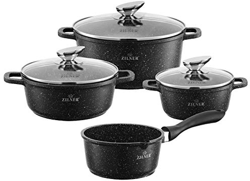 Töpfe mit Marmorbeschichtung 7 Stück | induktions Töpfe Set, Kochtöpfe, Töpfe Induktion | Kochgeschirr Set, Topfset induktionsgeeignet ZL-007016