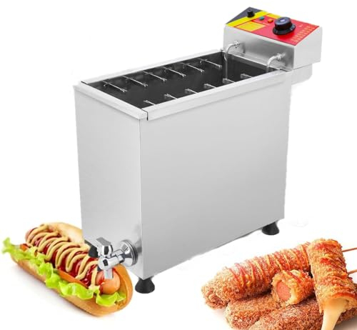 Mcamgiczin Freidora para Perros de maíz, 25 L, máquina Comercial para Hacer palitos de Perritos Calientes, Queso, máquina para freír palitos de Perritos Calientes para Restaurante, Tienda, hogar
