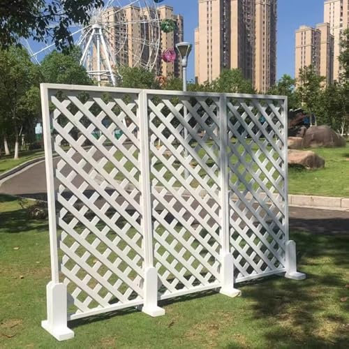 Recinzione da giardino in legno con barriera per animali e divisorio per la privacy, decorazione per esterni, con traliccio di fiori bianchi, ideale per paesaggi, patio, cortile (30 x 60 x 4 cm)