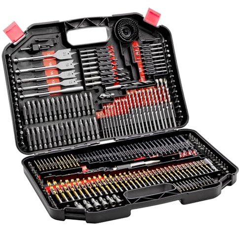 VEVOR Ensemble de Forets et Embouts pour Perceuse Tournevis 246PCs, Coffret de Mèches et Embouts de Tournevis, Kit de Perçage et de Vissage du Bois, du Métal, avec Étui de Transport, Bricolage