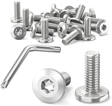 Dayalo 30 stycken M5 x 16 mm skruvar, platta huvudskruvar, torx-skruvar, rostfritt stål A2 V2A, gängade skruvar, full gänga, med torxnyckel