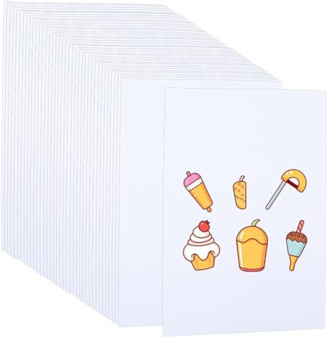 SOFPLATE 6 Stück Schrumpffolie Weiß Schrumpffolie Großpackung 11.7 x 8.3{1} cm Groß Blickdicht Einseitiger Druck Rechteckig Kreatives Bastel Aktivitätsset Kunststofffolien Für Tintenstrahldrucker Mutt