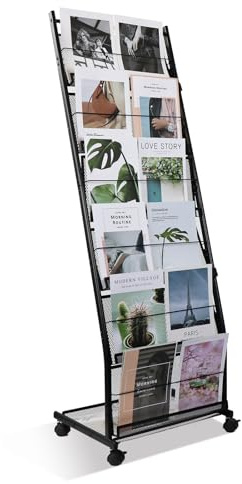 Floor-Standing Magazine Rack 6-Layer with Wheels, Brochure Display Stand for Exhibitions, Office, and Any Organization Requiring Information Display