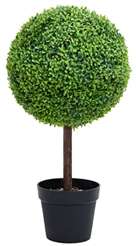 NQJIBUE Pianta artificiale di bosso con vaso a forma di sfera, verde, 71 cm, decorazione floreale artificiale