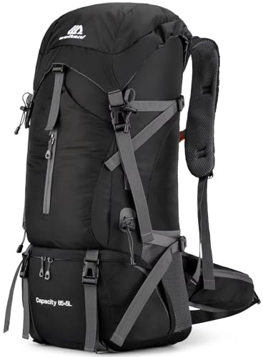 Ezmina Zaino da Escursionismo da 70L con Copertura Antipioggia Zaino da Campeggio Leggero per Uomini Donne Grande Borsa da Trekking Impermeabile Zaino da Viaggio per Escursionisti Zaino Giornaliero