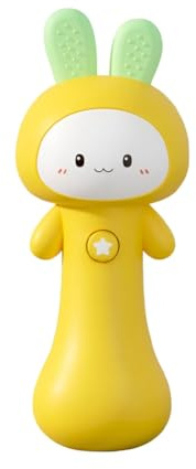Koolenry Sonajero de Conejito con Luz y Sonido, Juguete Interactivo para la Dentición y Sensorial, Ideal para Rellenar la Cesta de Pascua para Bebés, Color Amarillo.