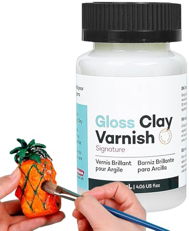 Vernis pour Argile Autodurcissante | Vernis Argile À Séchage À L'Air 120ml Finition Brillante Intense | Pour Atelier et Maison, Prévention des Craquelures, Imperméable pour Peinture à l'Huile, Plâtre