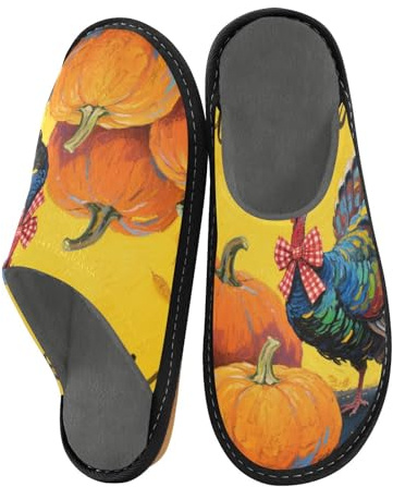 miaozhen Pantoufles pour femme Hello Fall Autumn Pumpkin Turky Chaussons d'intérieur en mousse à mémoire de forme Pantoufles de maison pour femmes Chaussons de lit pour femmes Chaussons de lit 5,5