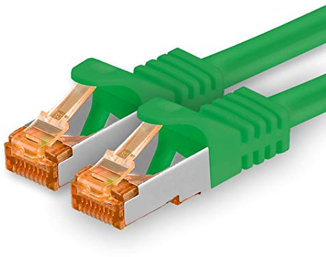 1aTTack.de 0,5m - Cat.7 Netzwerkkabel Grün - 1 Stück Gigabit Ethernet LAN Kabel 10000 Mbit s Patchkabel Cat7 Kabel S FTP PIMF Schirmung LSZH Cat.7 Rohkabel Rj45 Stecker Cat 6a - 1 x 0,5 Meter