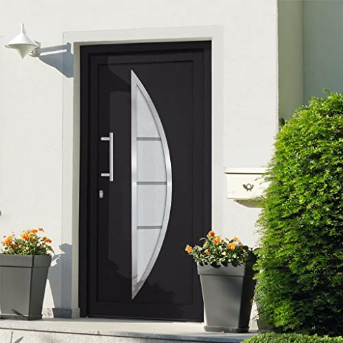 vidaXL Porta di Ingresso con Accessori Sicurezza Eleganza Entrata Casa Edifici Soglia Alluminio Rinforzi e Anima in Acciaio Antracite 98x200 cm