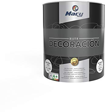 Macy Pintura Plástica Mate Decoración Interiores Excelente Cubrición, Acabado Perfecto. Color Grafito. 750 ml