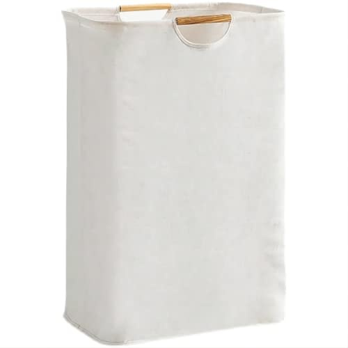 YHZHEN 48L Cesto para Ropa con un mango de madera, Cesto para Ropa sucia con recubrimiento impermeable se puede usar en dormitorios, salas de estar, habitaciones para niños, baños, viajes (L)