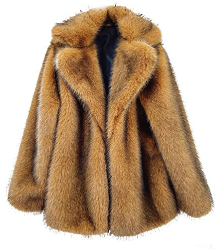 ZhuiKun Manteau en Fausse Fourrure pour Femme Veste à Revers en Fourrure Artificielle Pardessus Solide Épais Chaud