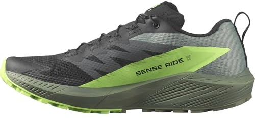 SALOMON Sense Ride 5, Zapatillas de trail running Hombre, Black Laurel Wreath Green Gecko, 47 1/3 EU