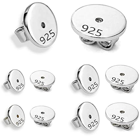 Ash's Choice Sterling Silver 925 Lås för Örhängen, 8 Stuck Silver Gold Örhängen, Fjärilslås, Säker Ersättning